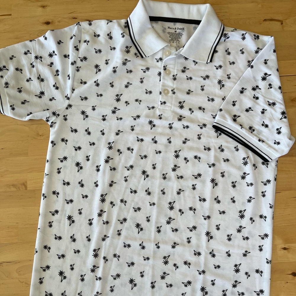 Men’s White Polo Shirt with Palms